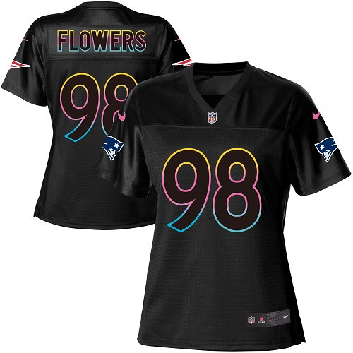 Nike Patriots #98 Trey Flowers Black Women's NFL Fashion Game Jersey - Click Image to Close
